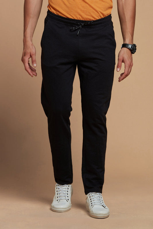 Mens Joggers Clean Bold Solid Black Track Pants