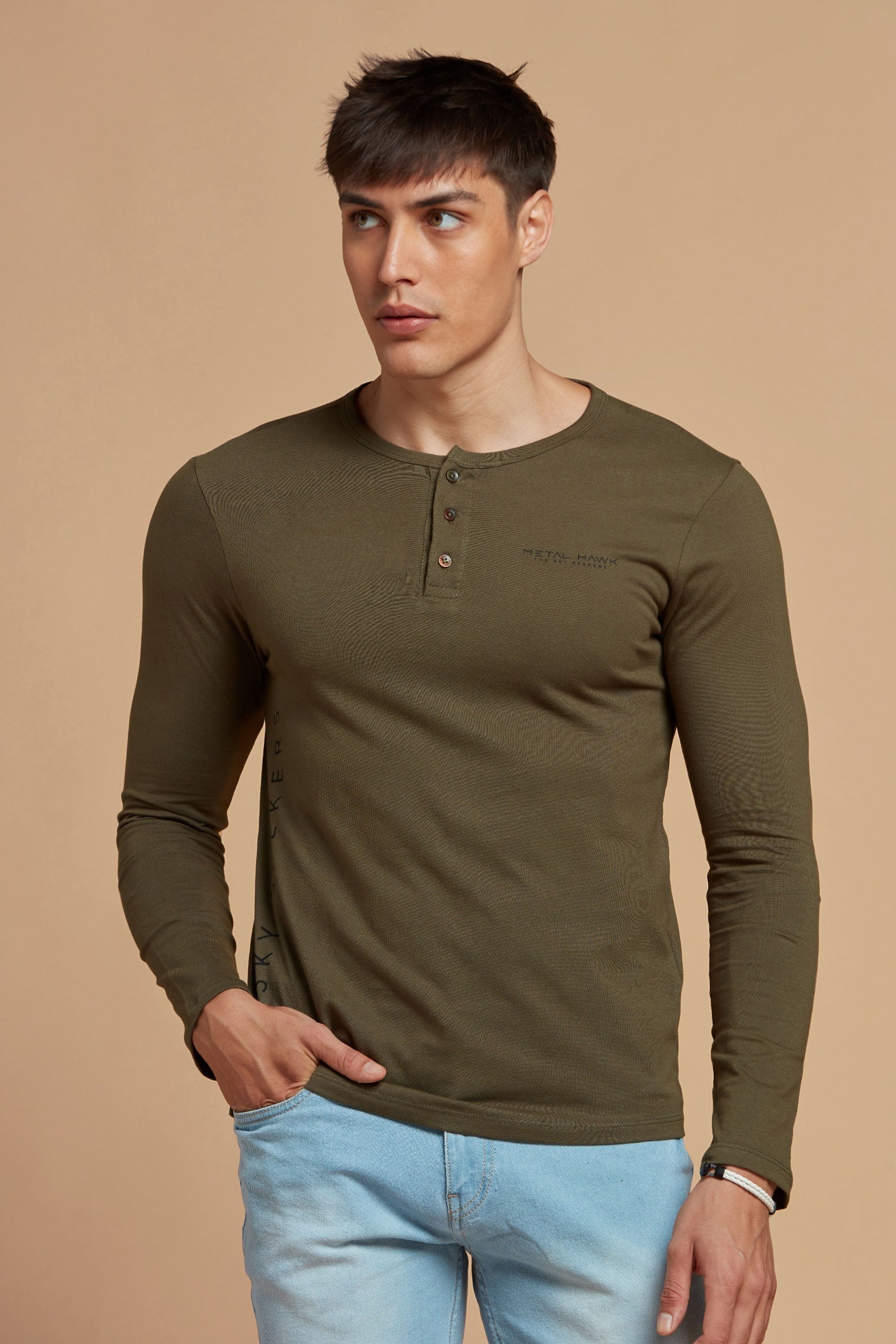 Men T-Shirt Round Neck Body Hugging Tee