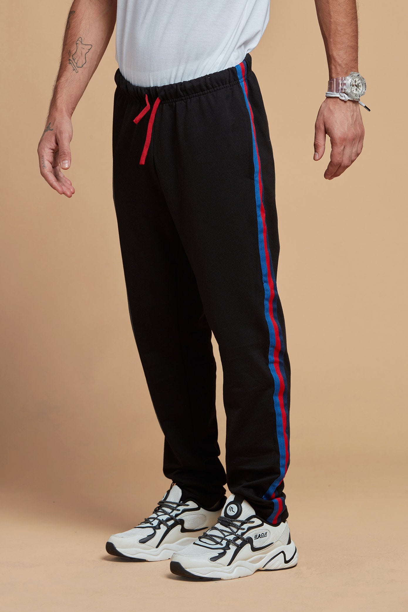 Men Joggers Solid Black Track Pants