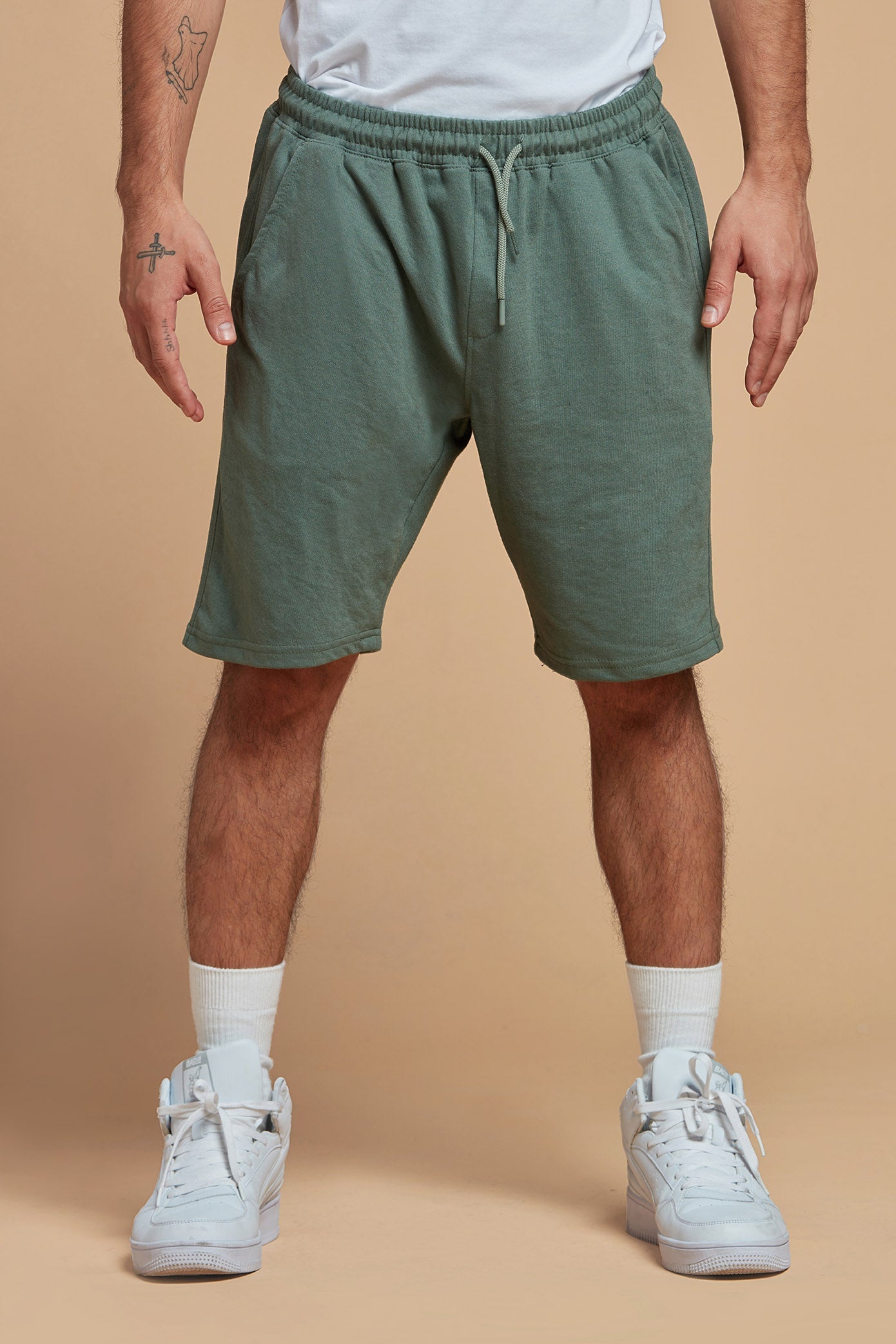 Olive Green Shorts Knits for Men