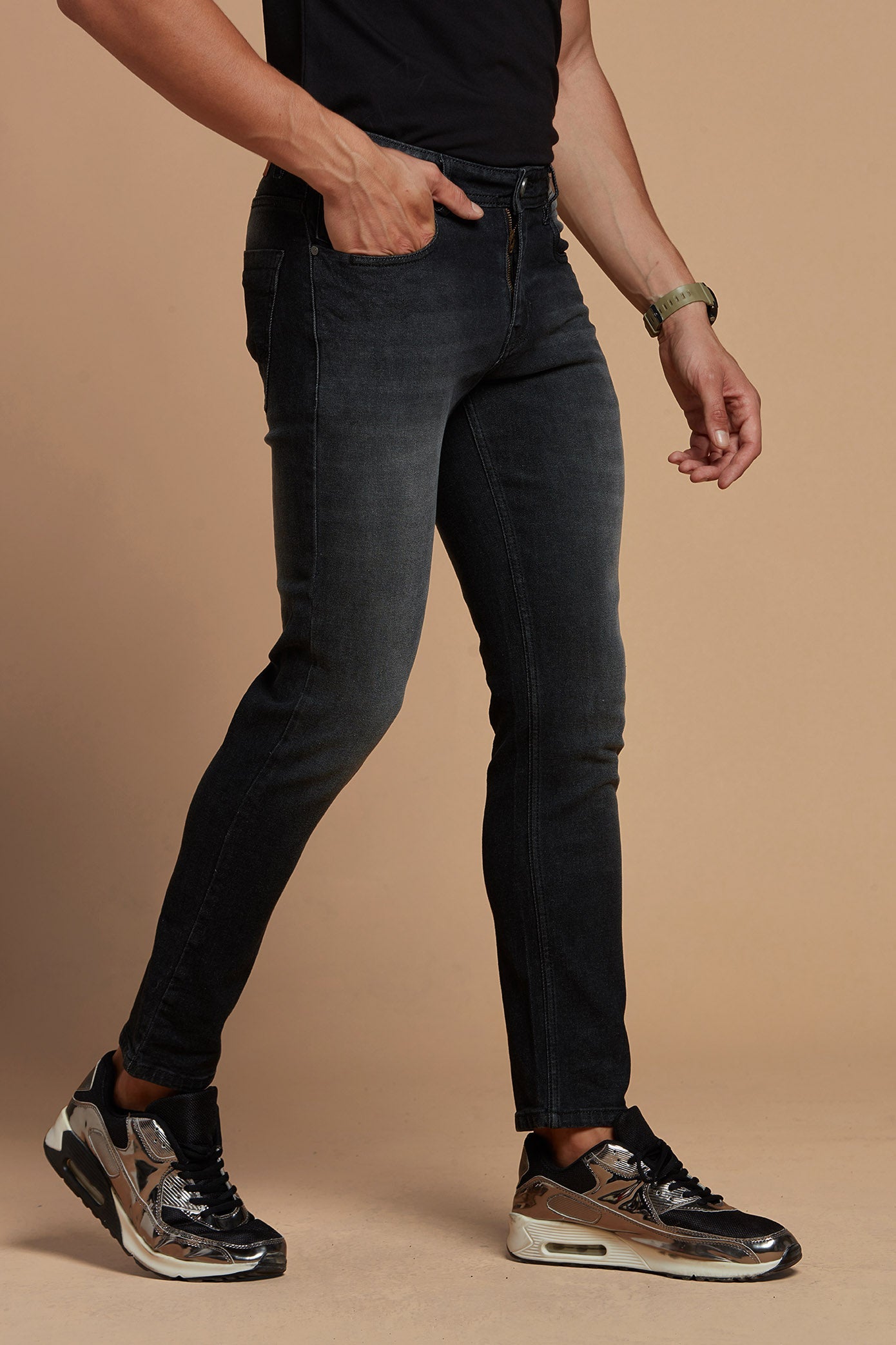 Skinny Jeans Faded Black Jeans Men's Style Buy Mid Rise