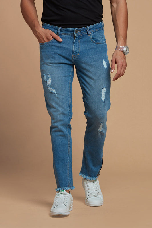 Men Denim Jeans with Comfort Fit Light Blue