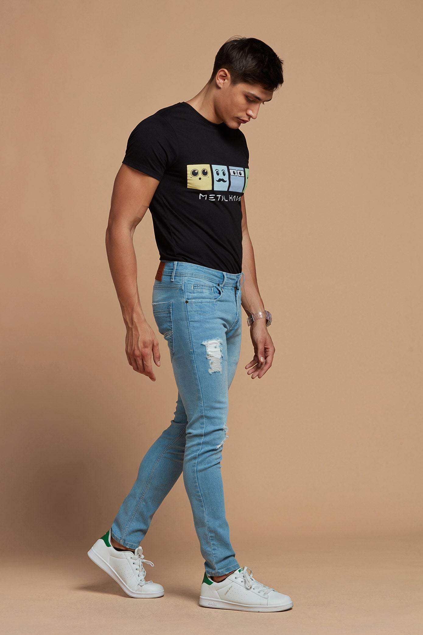 Men Denim Jeans Casual Light Blue