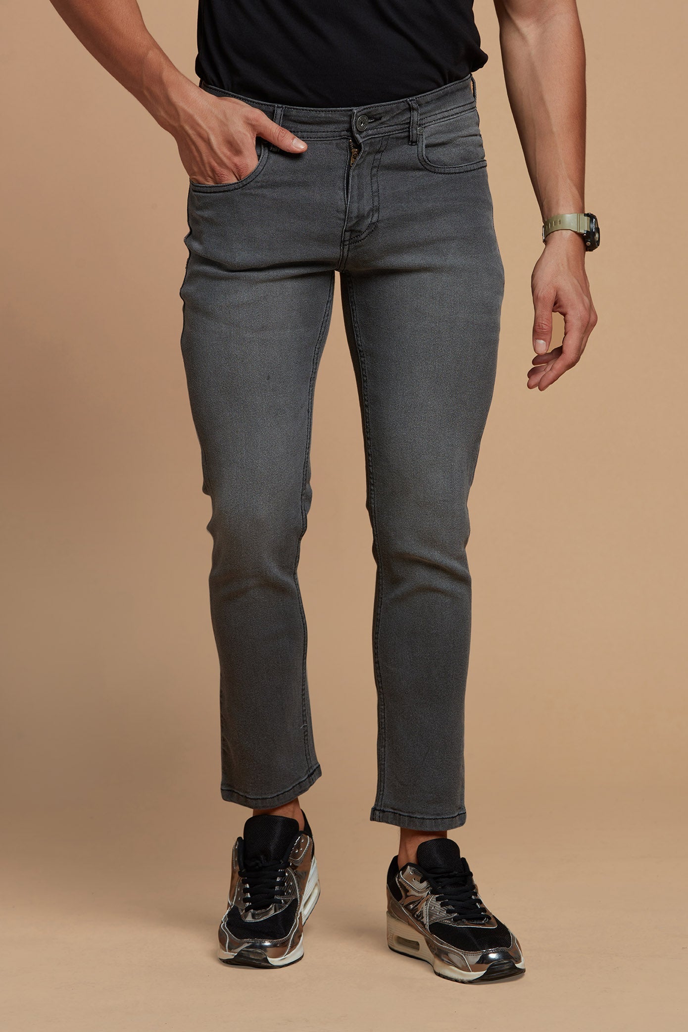 Dark Grey Denim Jeans for Men