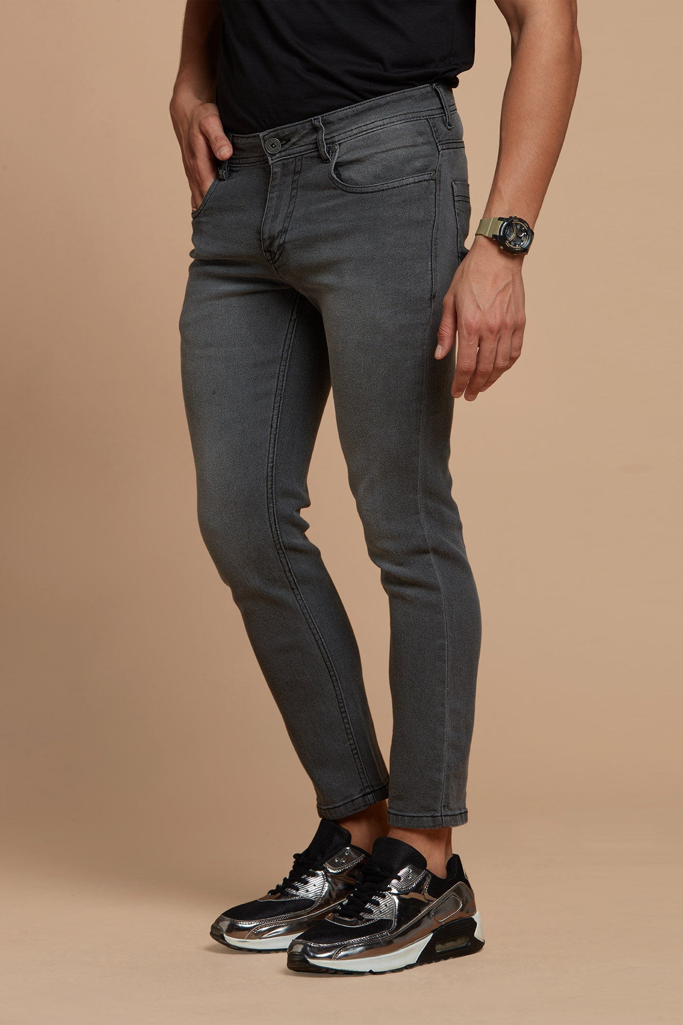 Men Denim Jeans Dark Grey