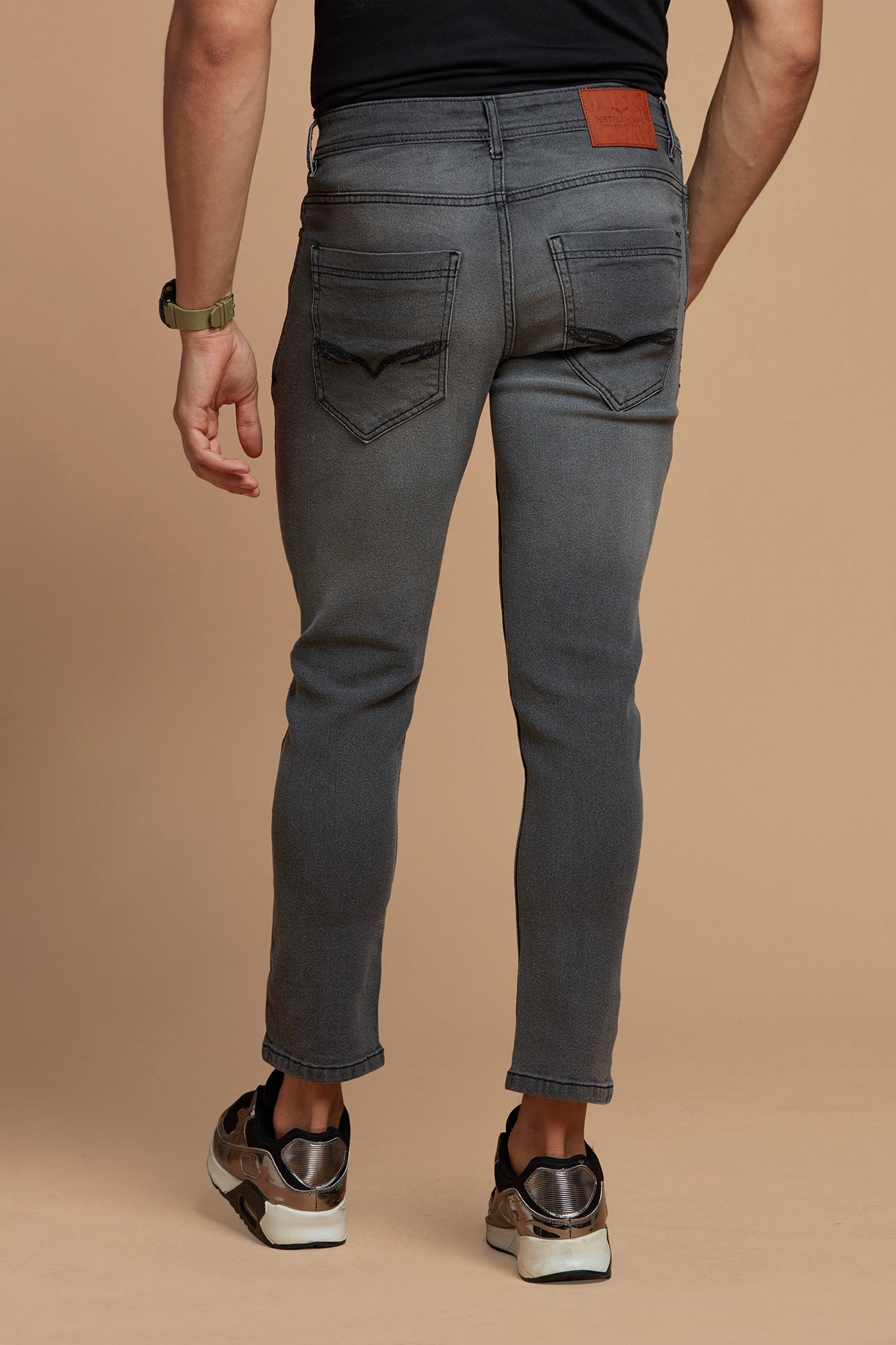 Men Denim Jeans With Dark Grey