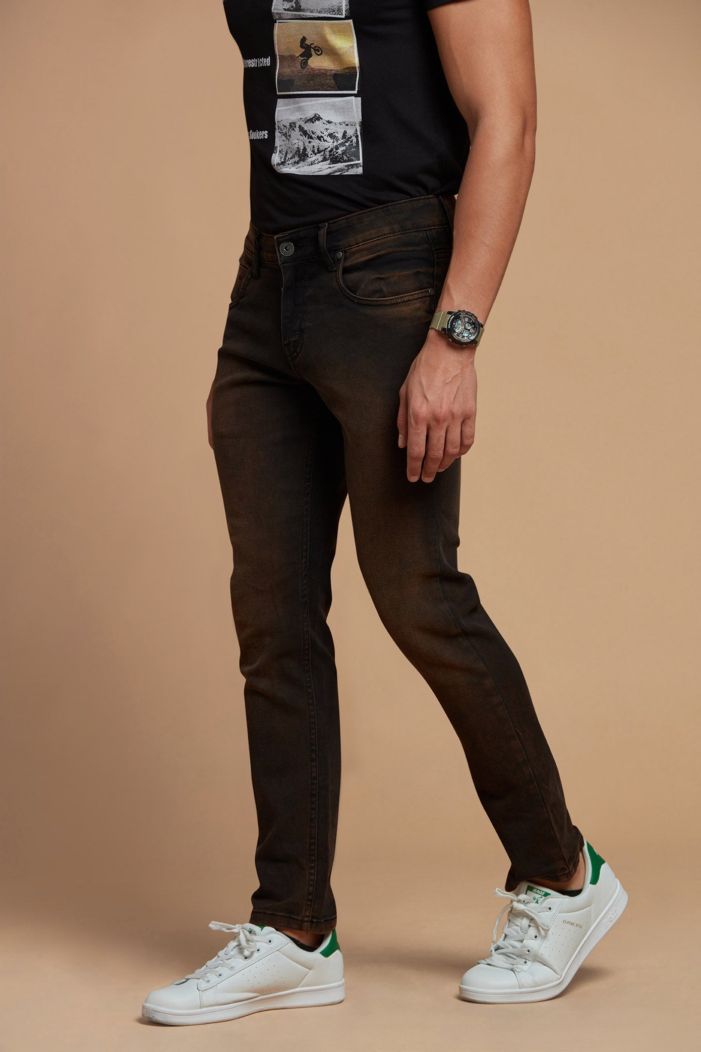 Buy Dark Chocolate Brown Denim Jeans for Men – Metal Hawk