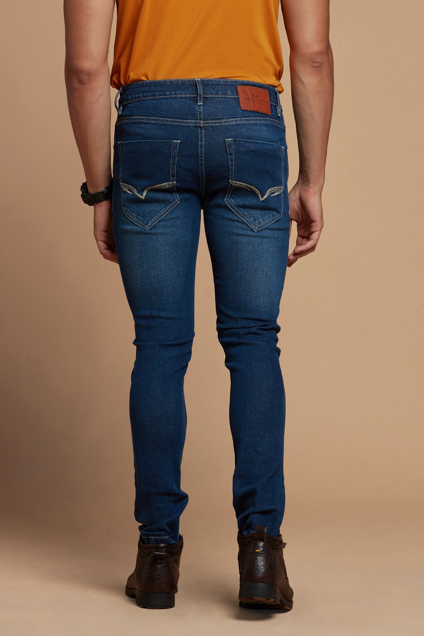 Men Denim Jeans - Blue Lightly Faded