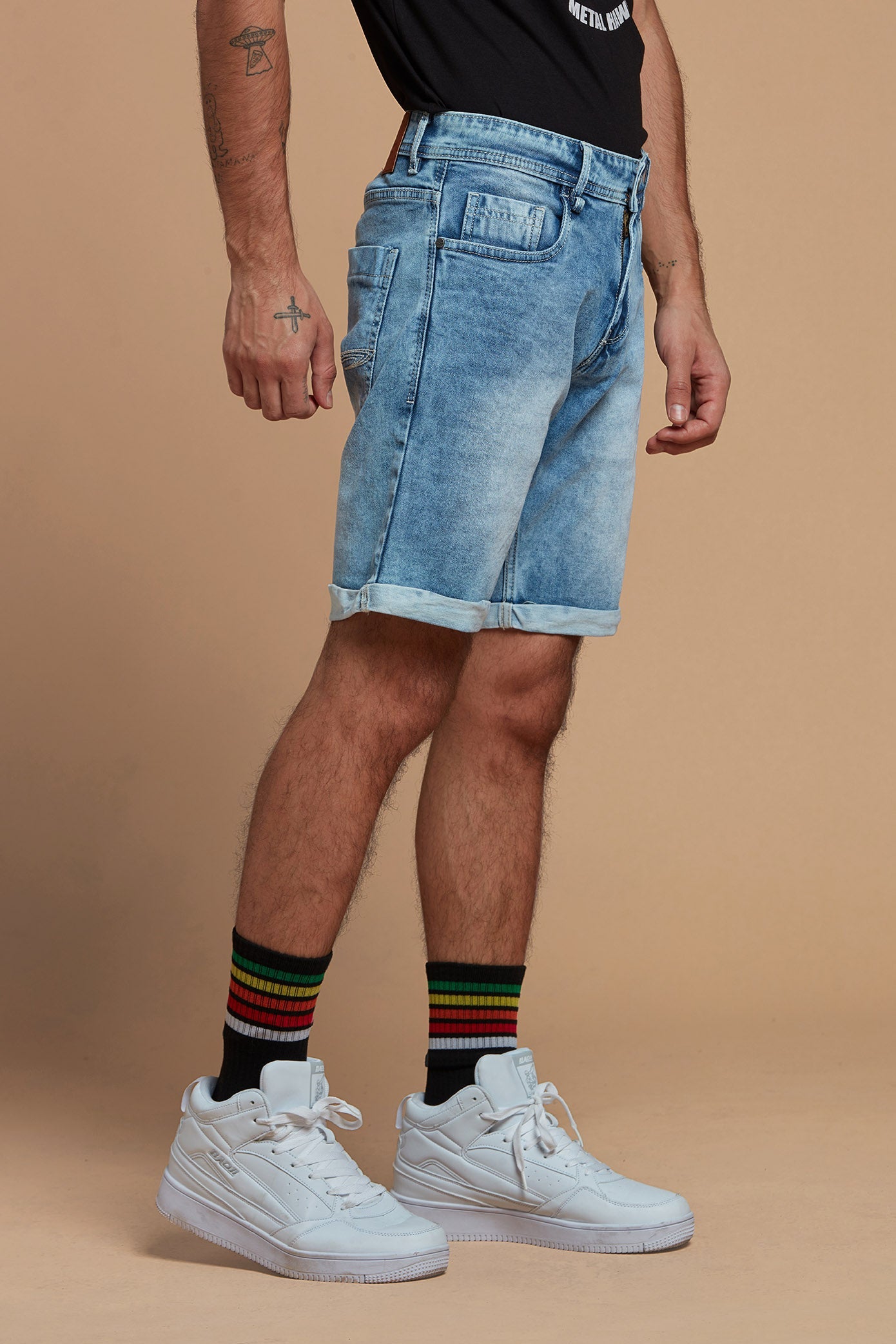 Only & Sons loose fit denim shorts in black wash with rips | ASOS