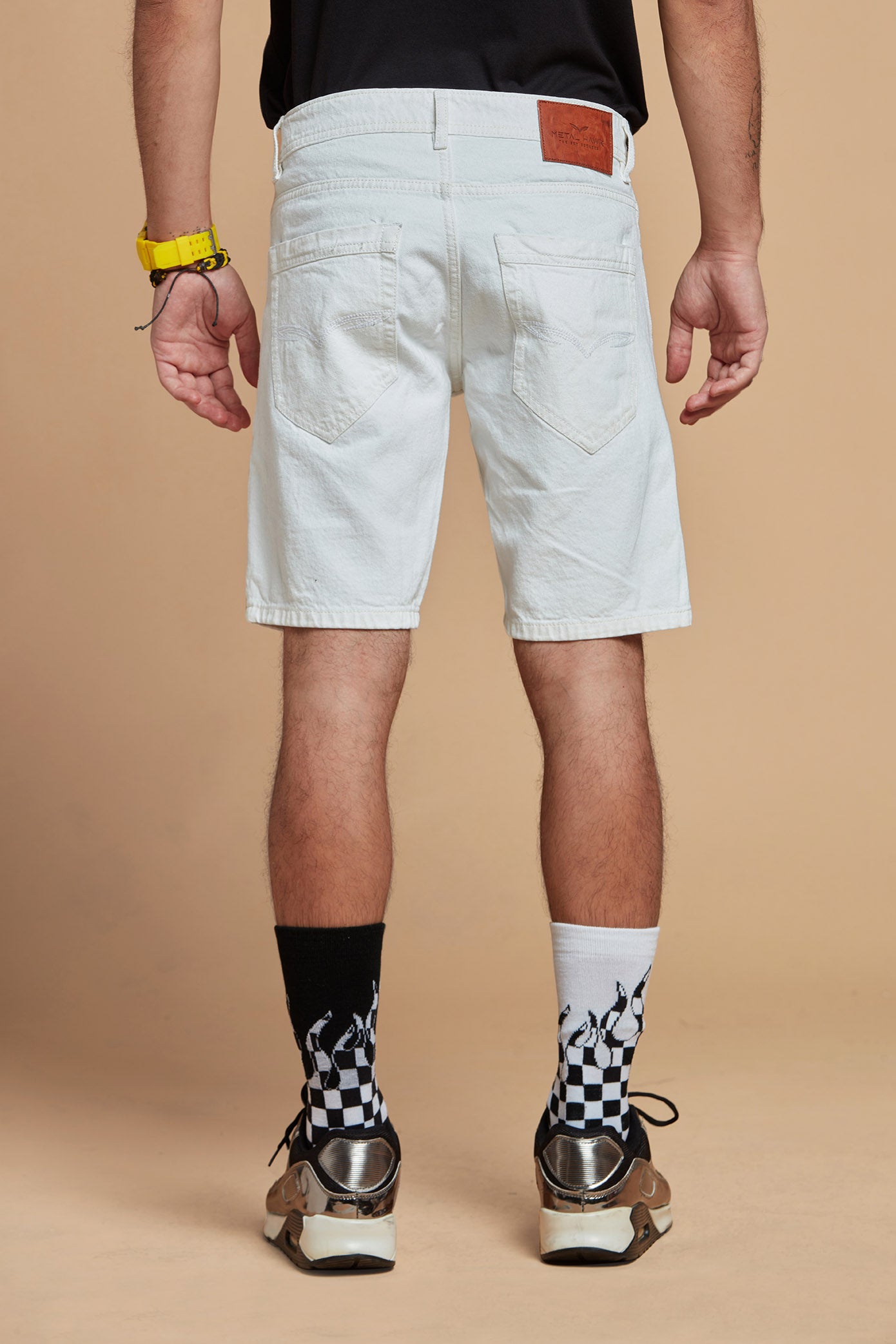 Men Denim Shorts White Casual