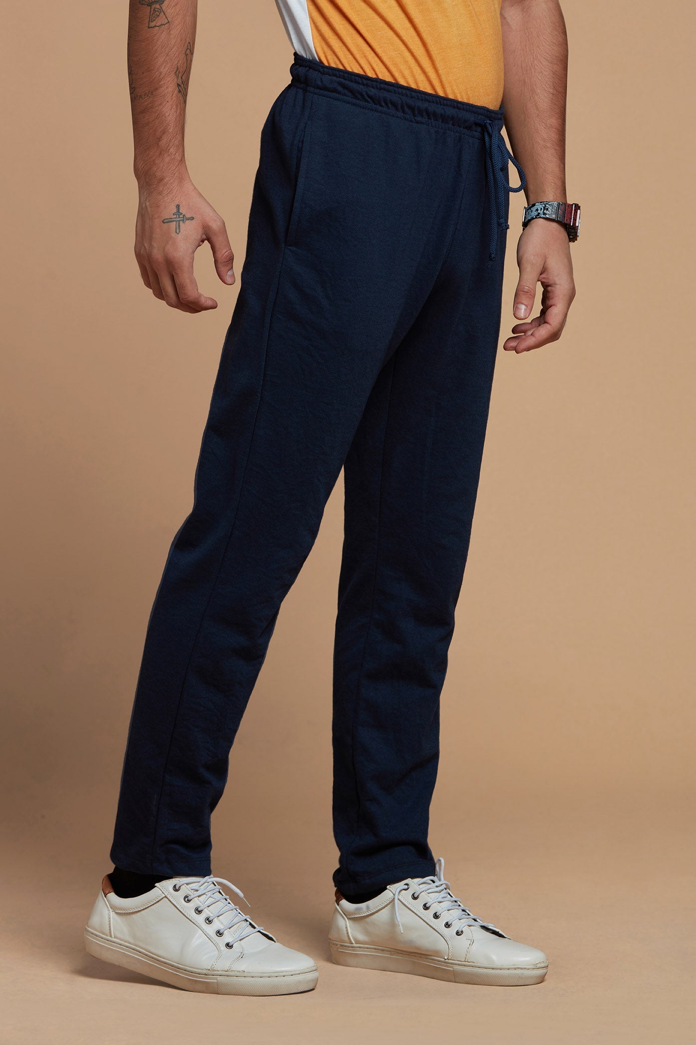 Men Joggers Navy Blue Track Pants