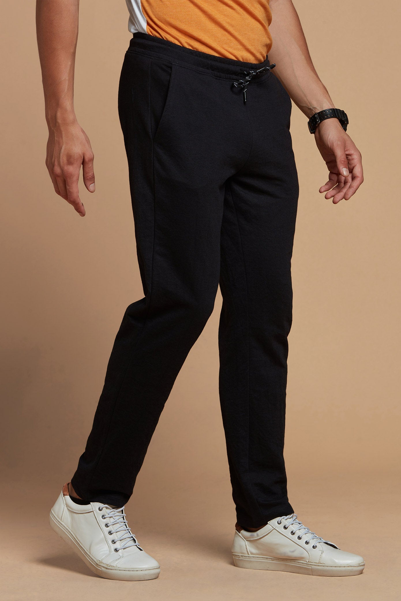 Clean Bold Solid Black Track Pants