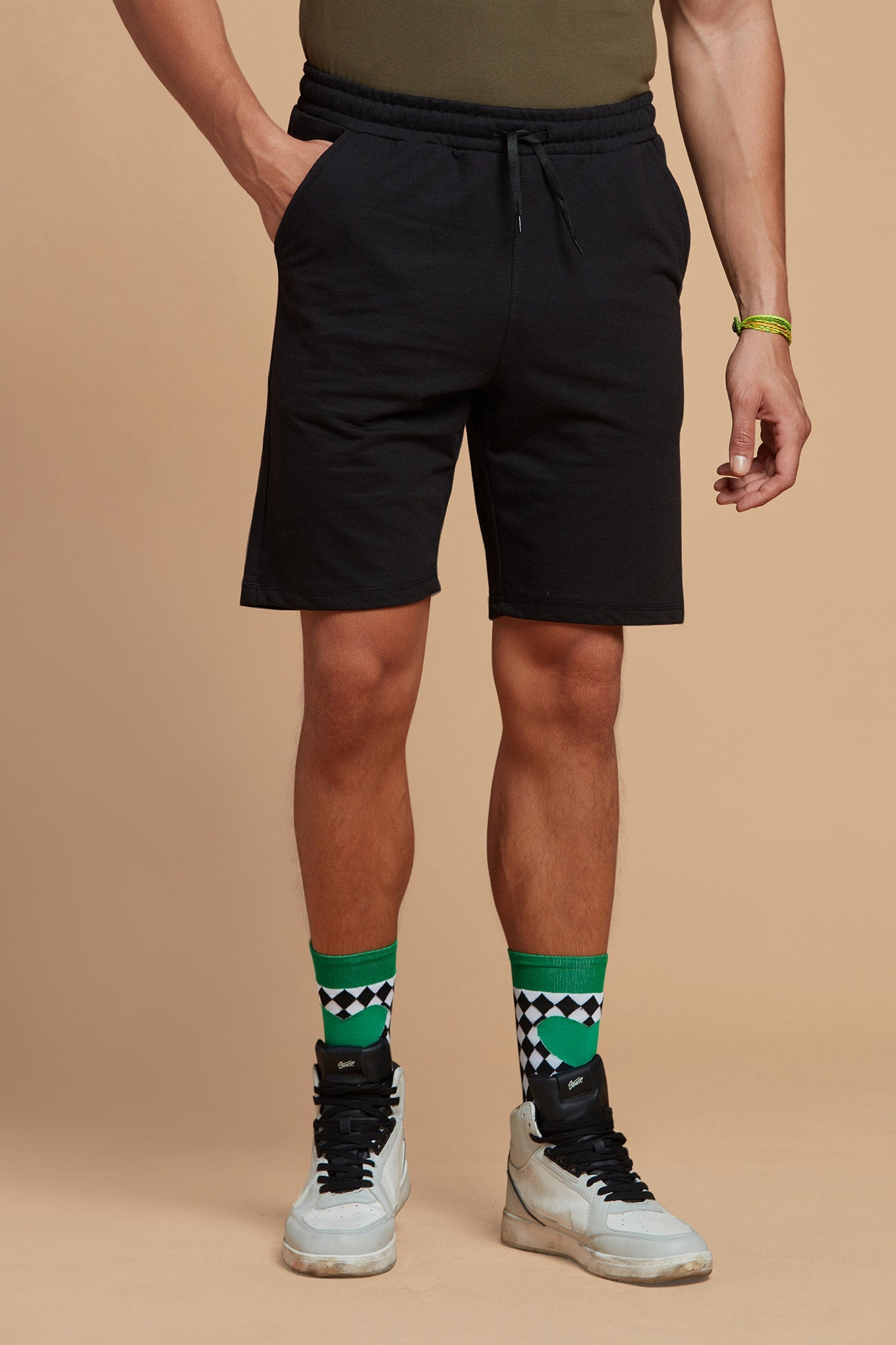 Men Shorts Knits Solid Black Shorts