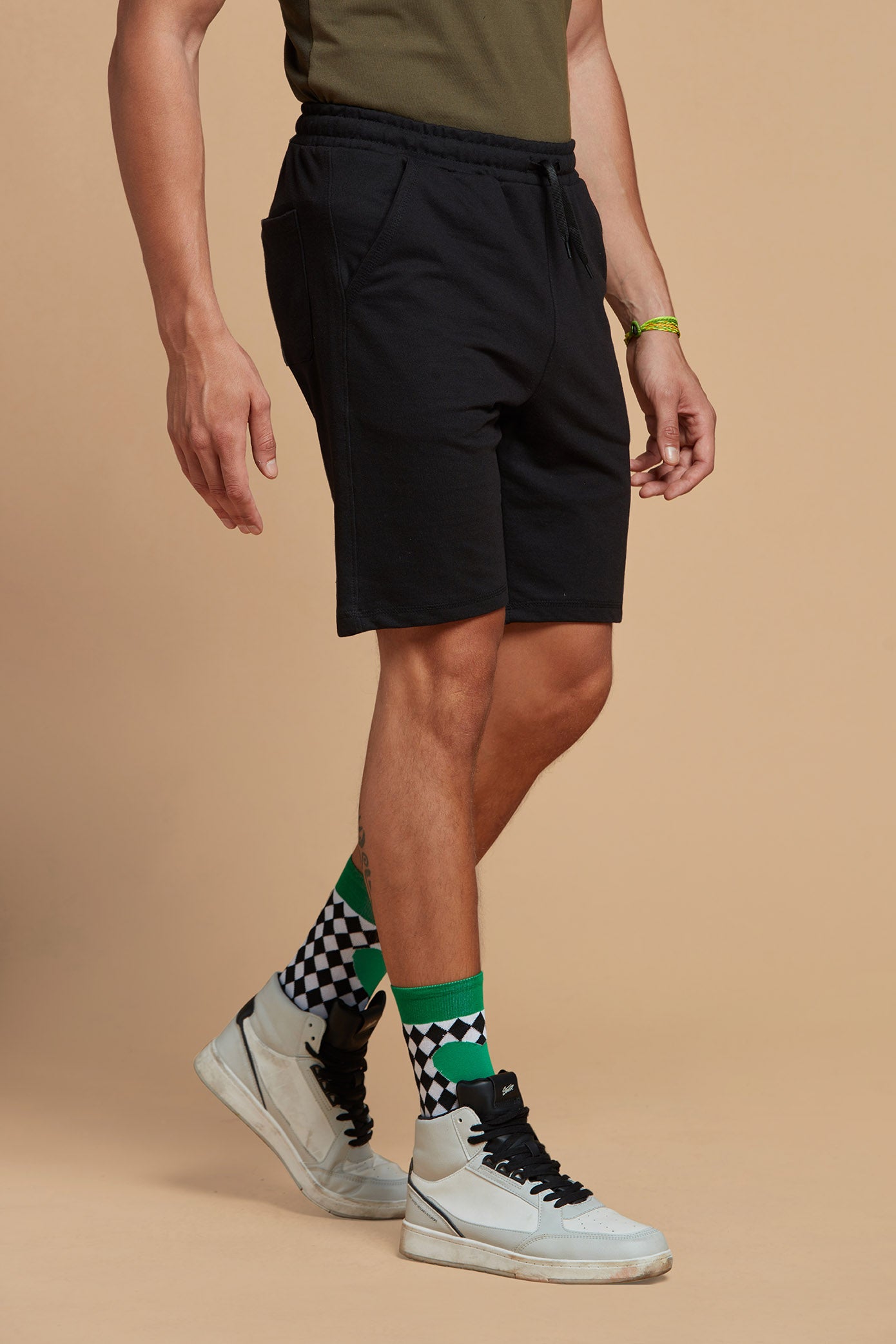 Solid Black Shorts With Slim Fit Style