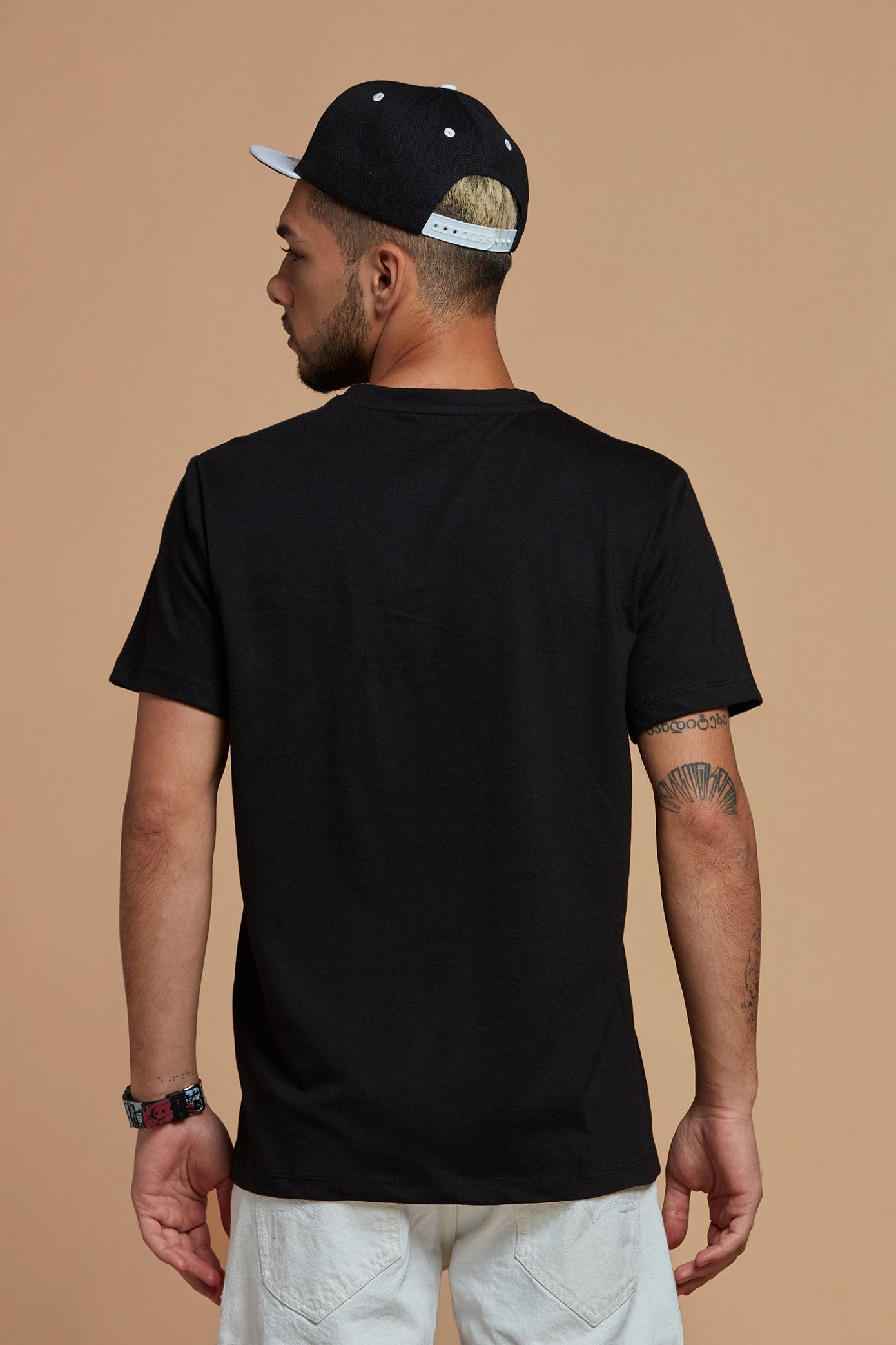 V Neck Black T-shirt for Men