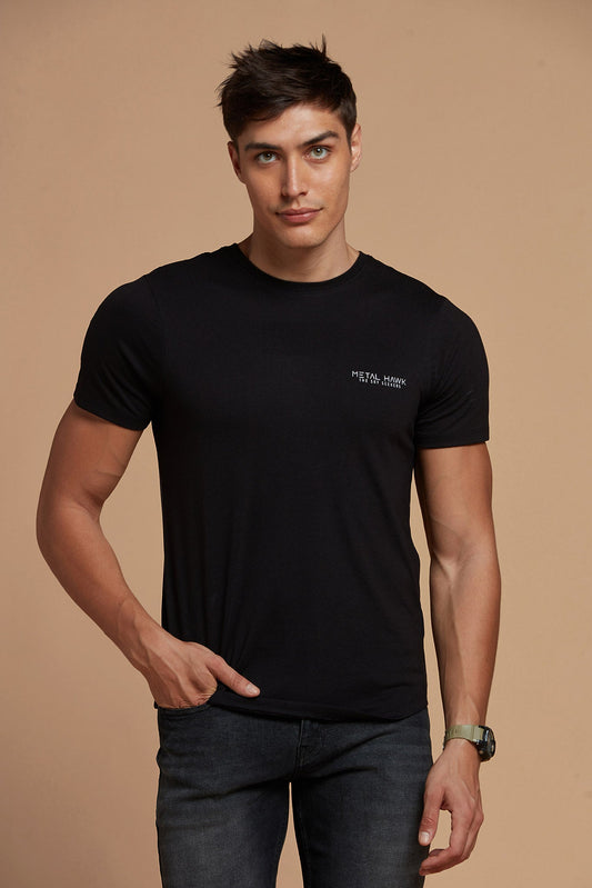 Men T-Shirt Black Round Neck Tee