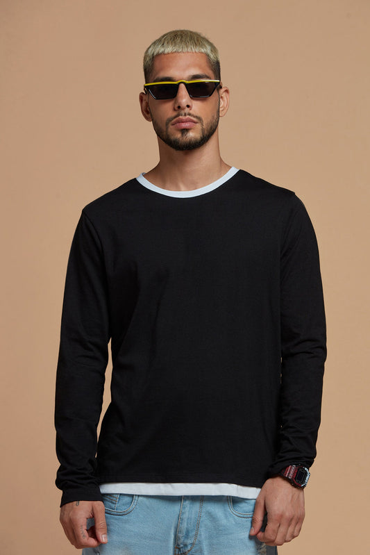 Men T-Shirt With Comfortable Long Black Tee