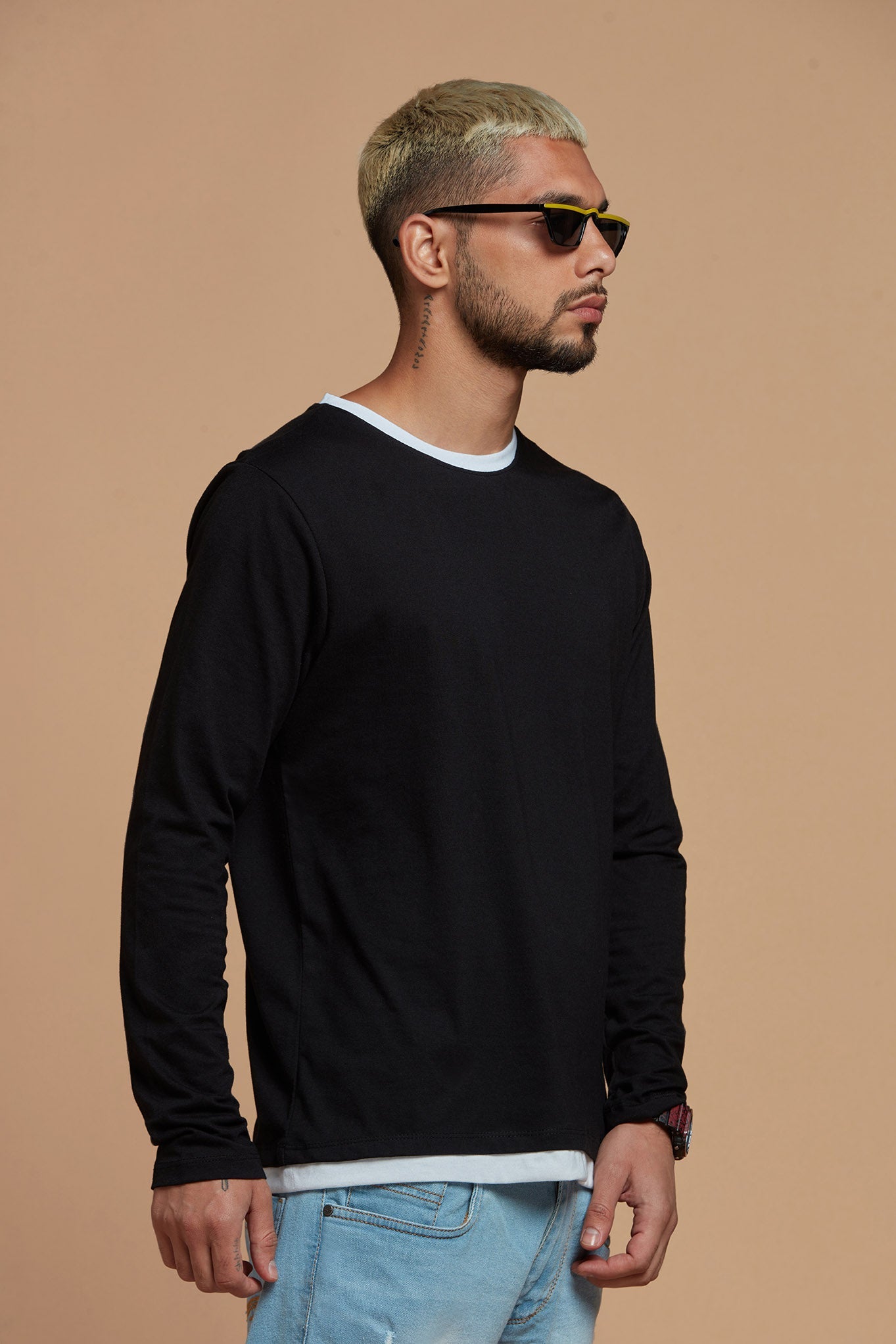 Men T-Shirt Long Black 