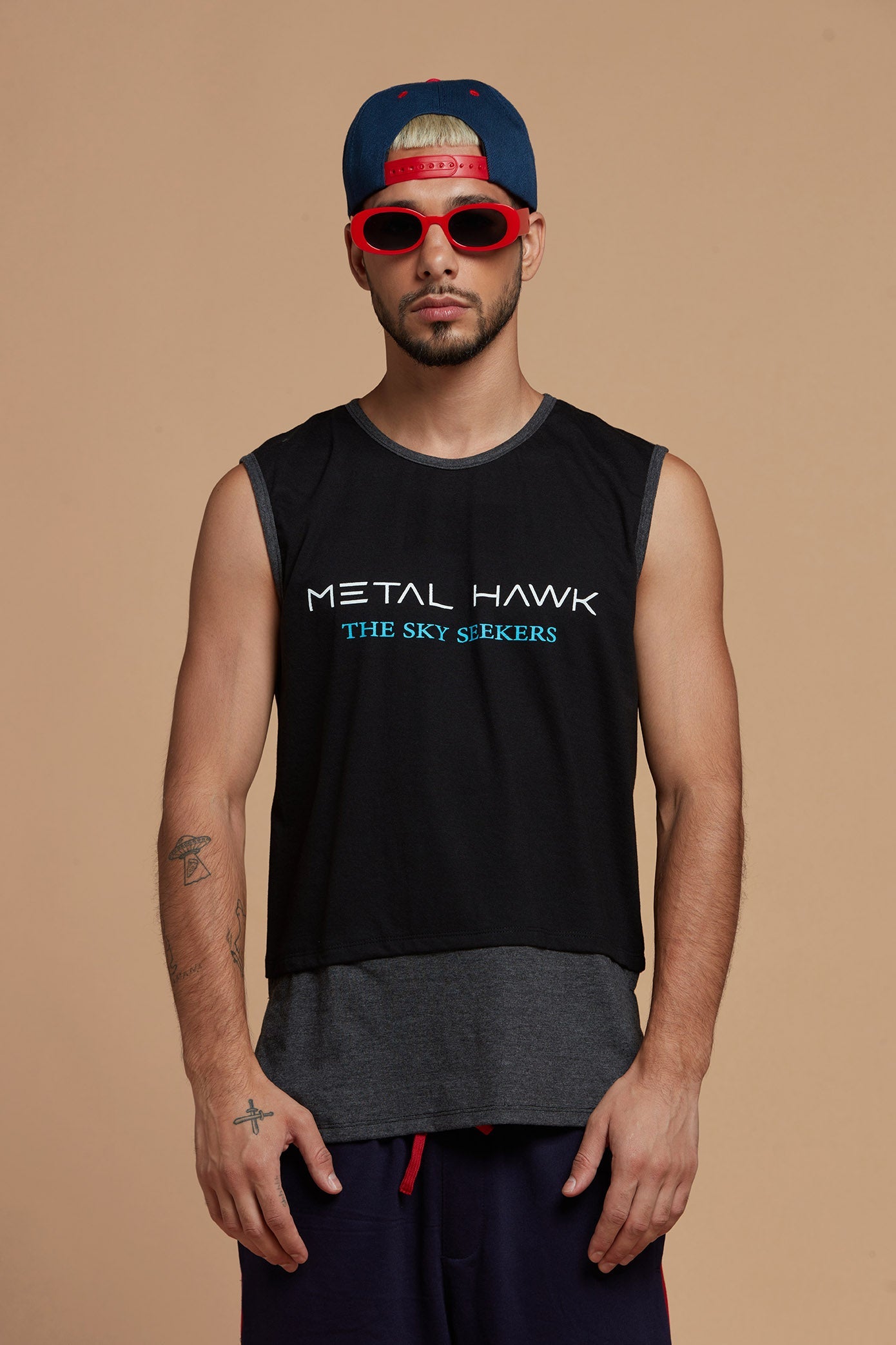 Men T-Shirt Sleeveless Black Tee