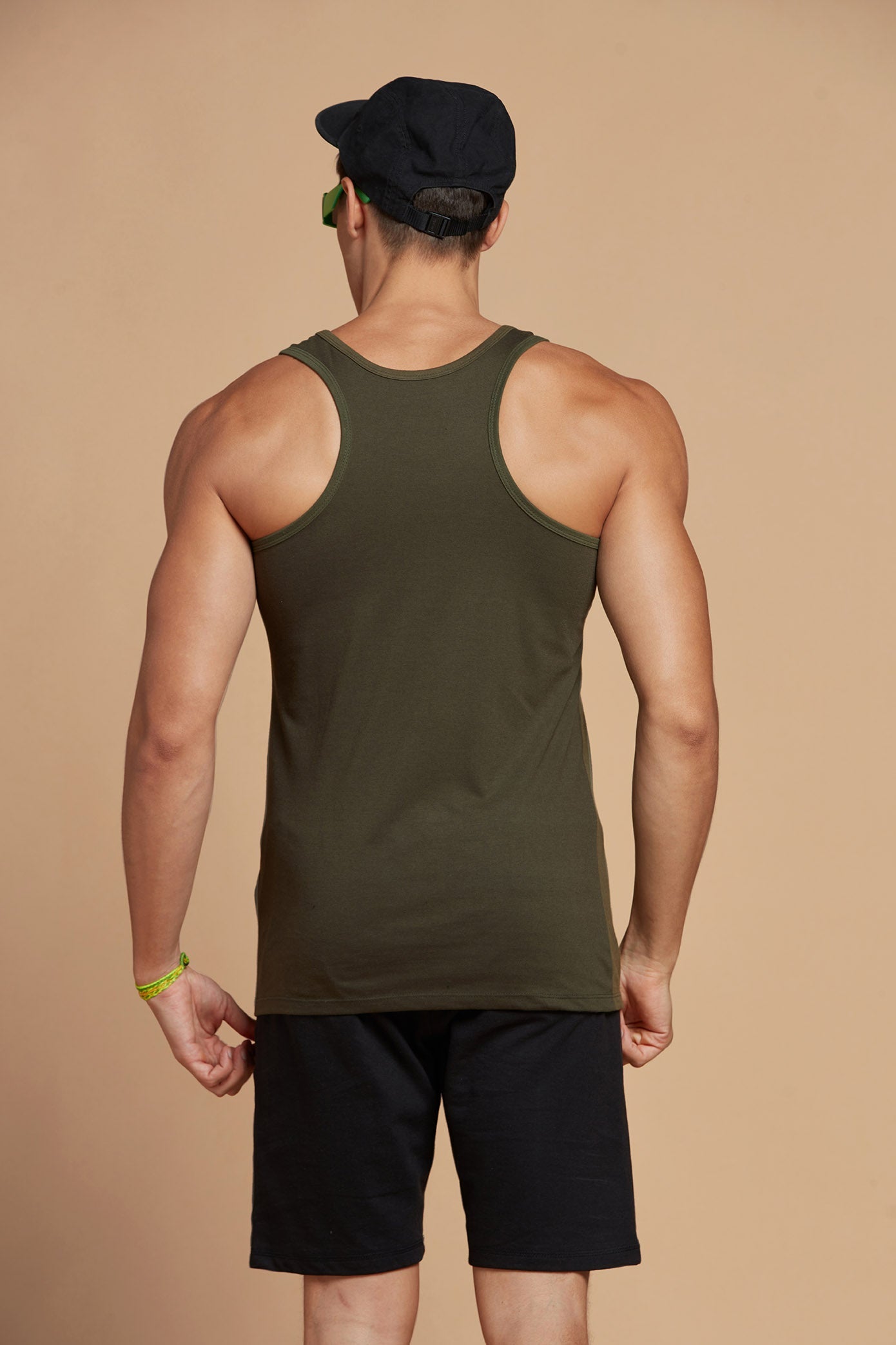 Vest Style Army Green T-shirt for Men