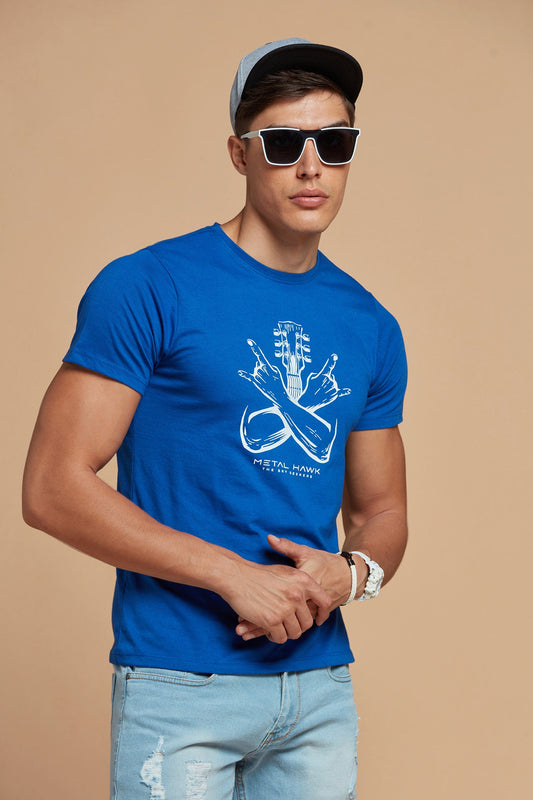 Men T-Shirt Blue Rockstar Style