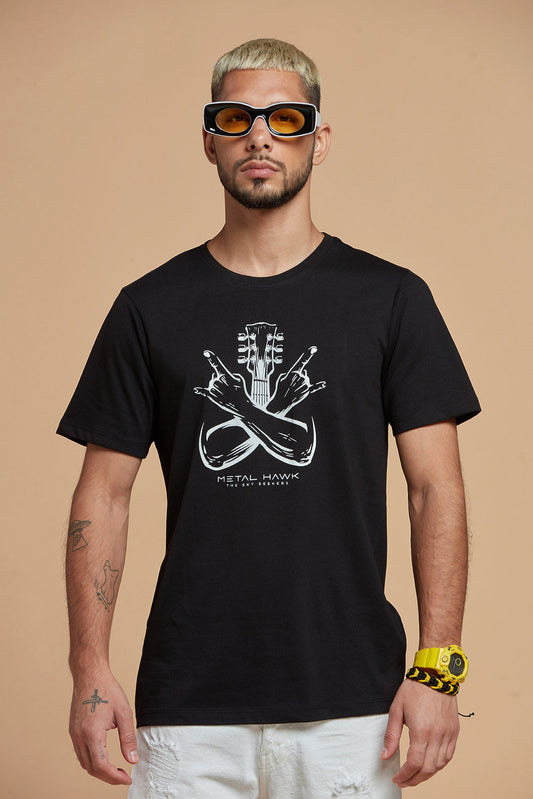 Men T-Shirt Rockstar Style Design Black