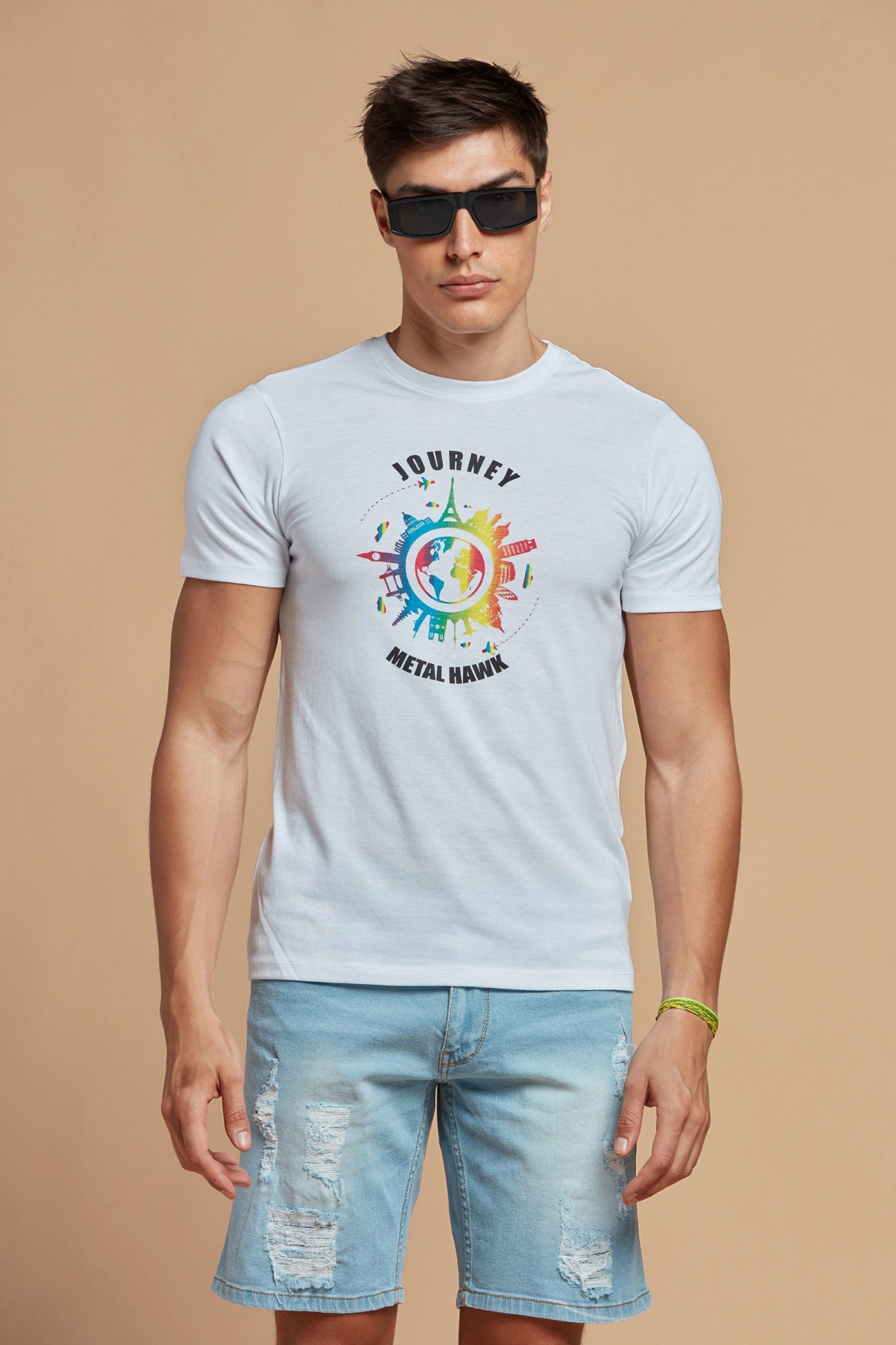 Men T-Shirt White Printed Tee