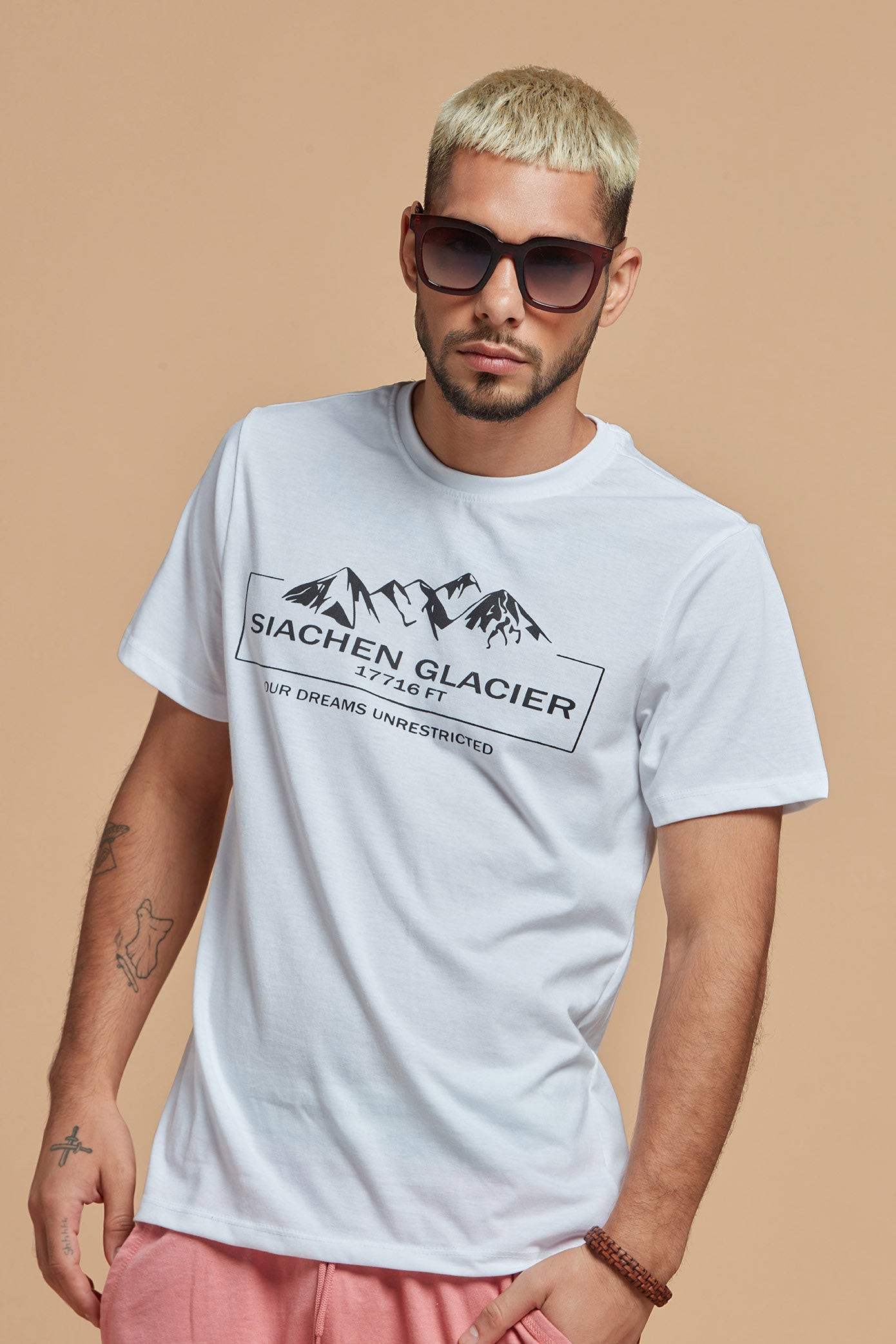 Men T-Shirt Ultra White Round Neck