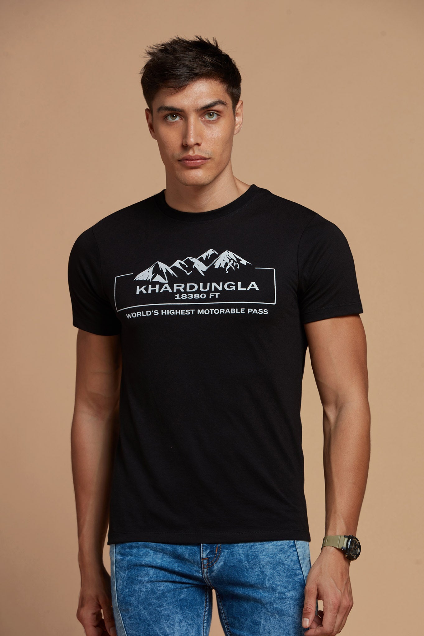 Slim And Fit Black Tee for Men