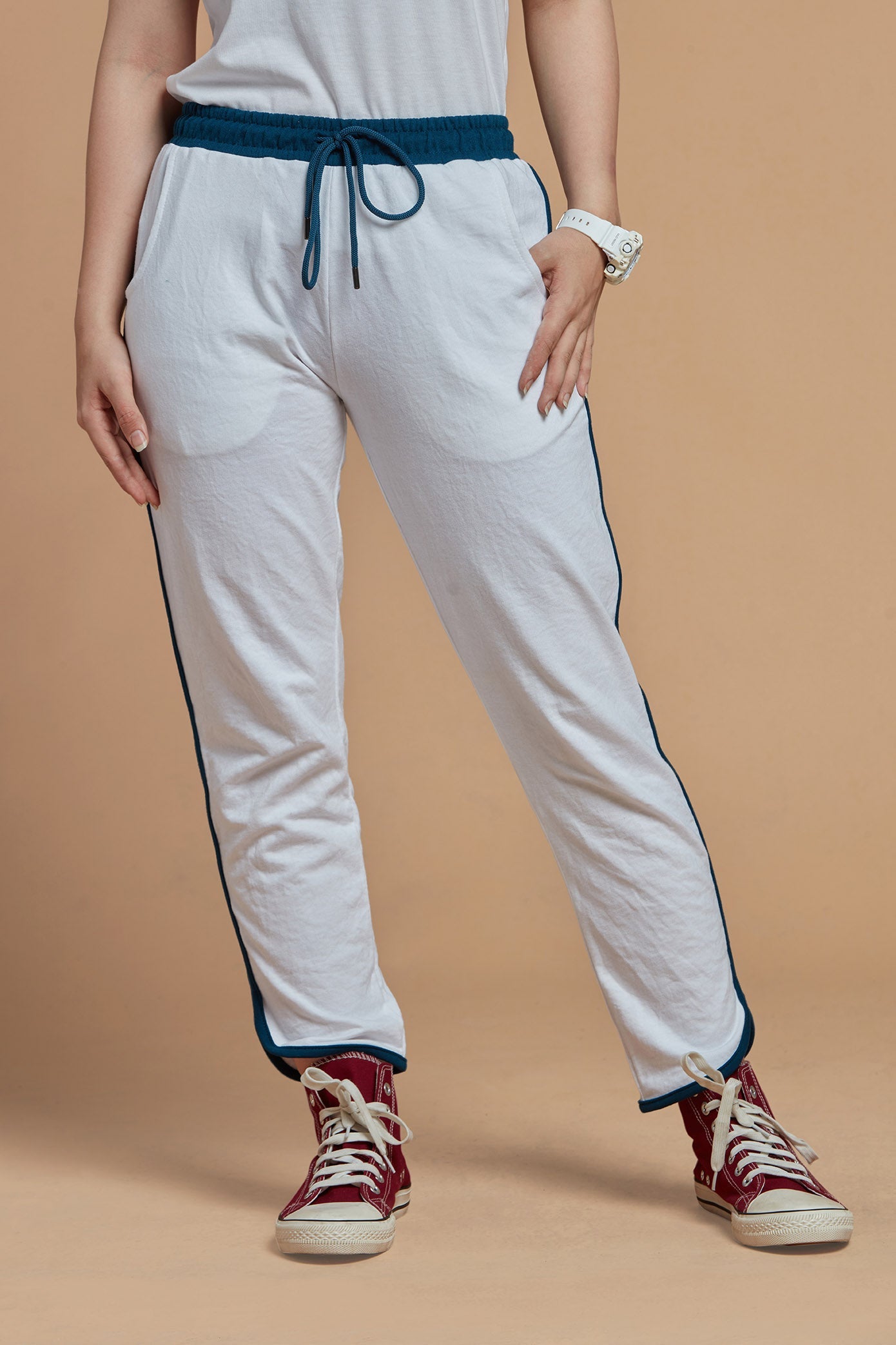 Women Joggers White Track Pants