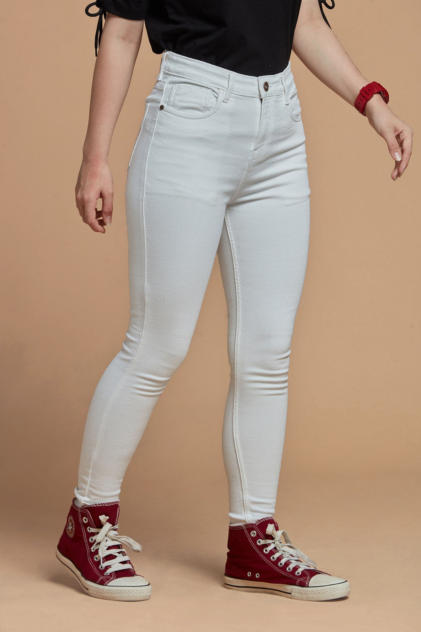 Skinny Fit White Denim Jeans