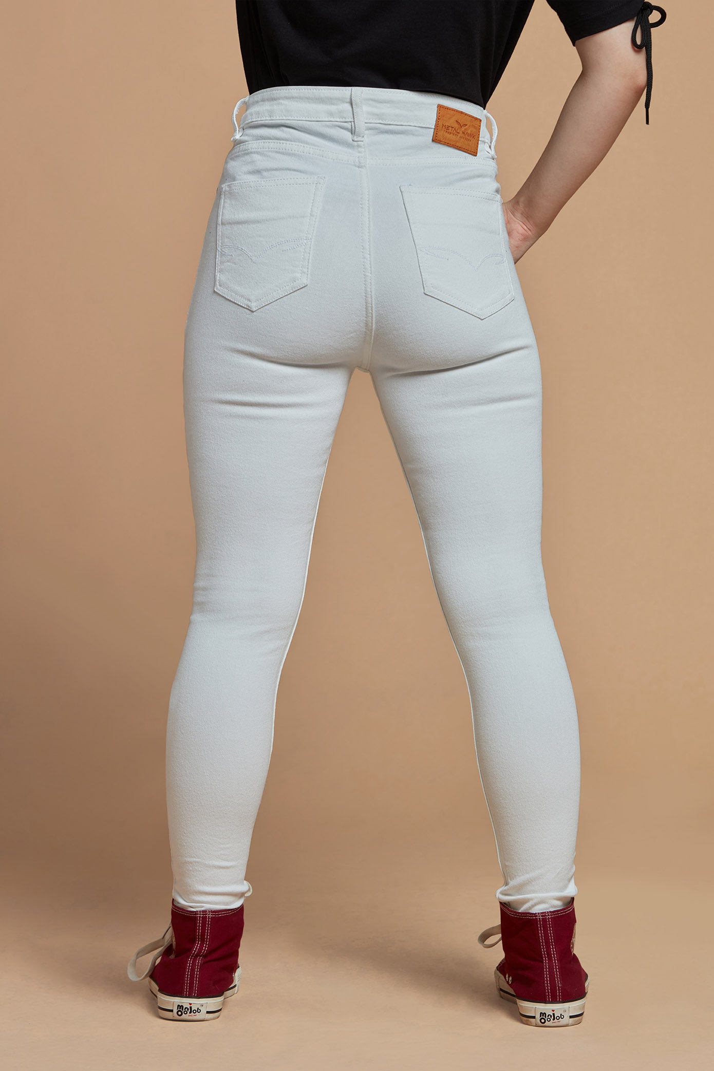 Skinny Fit White Denim Jeans for Women