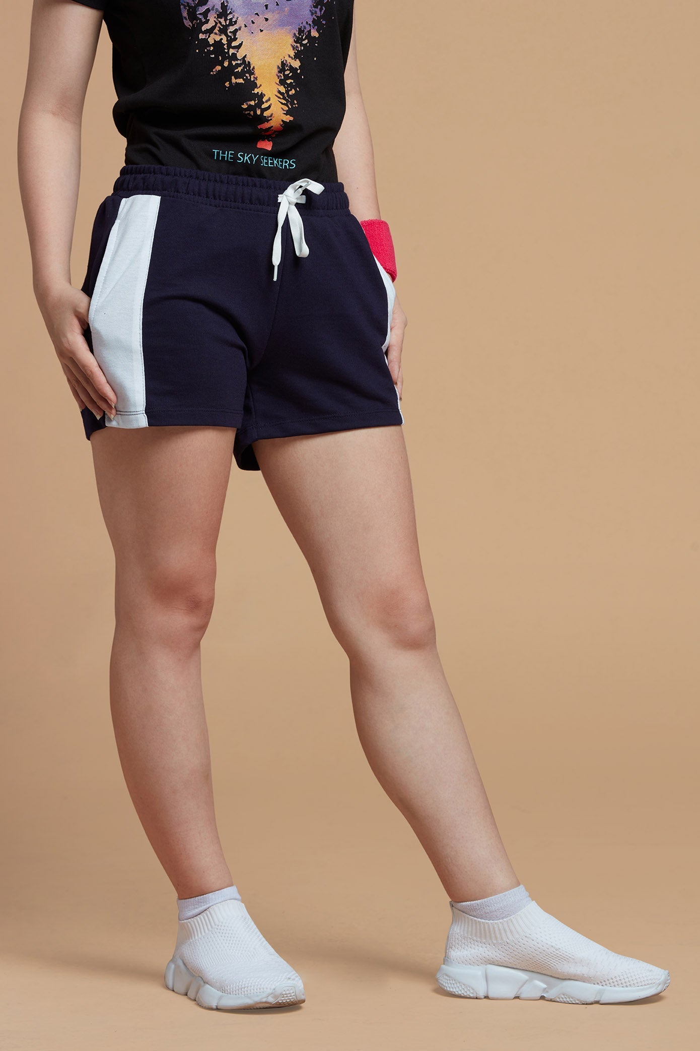 Women Shorts Knits Navy Blue