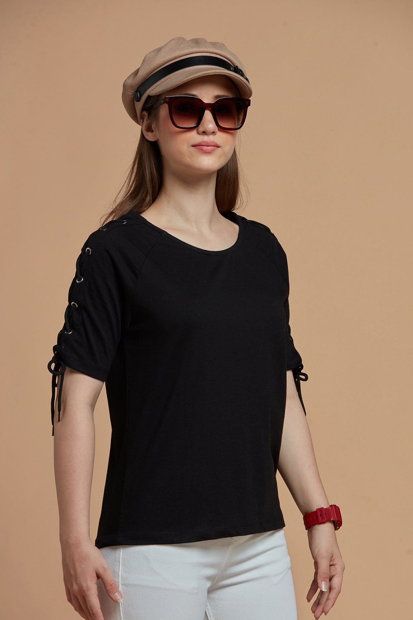 Women T-Shirt Easy Black 