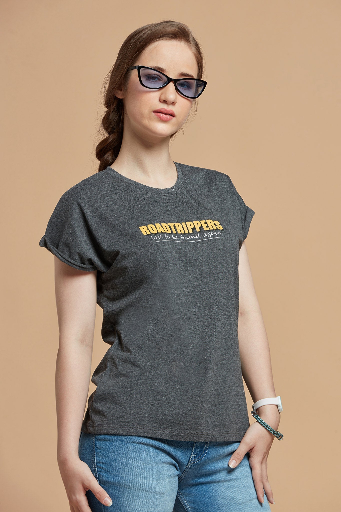 Women T-Shirt Charcoal Grey Shade