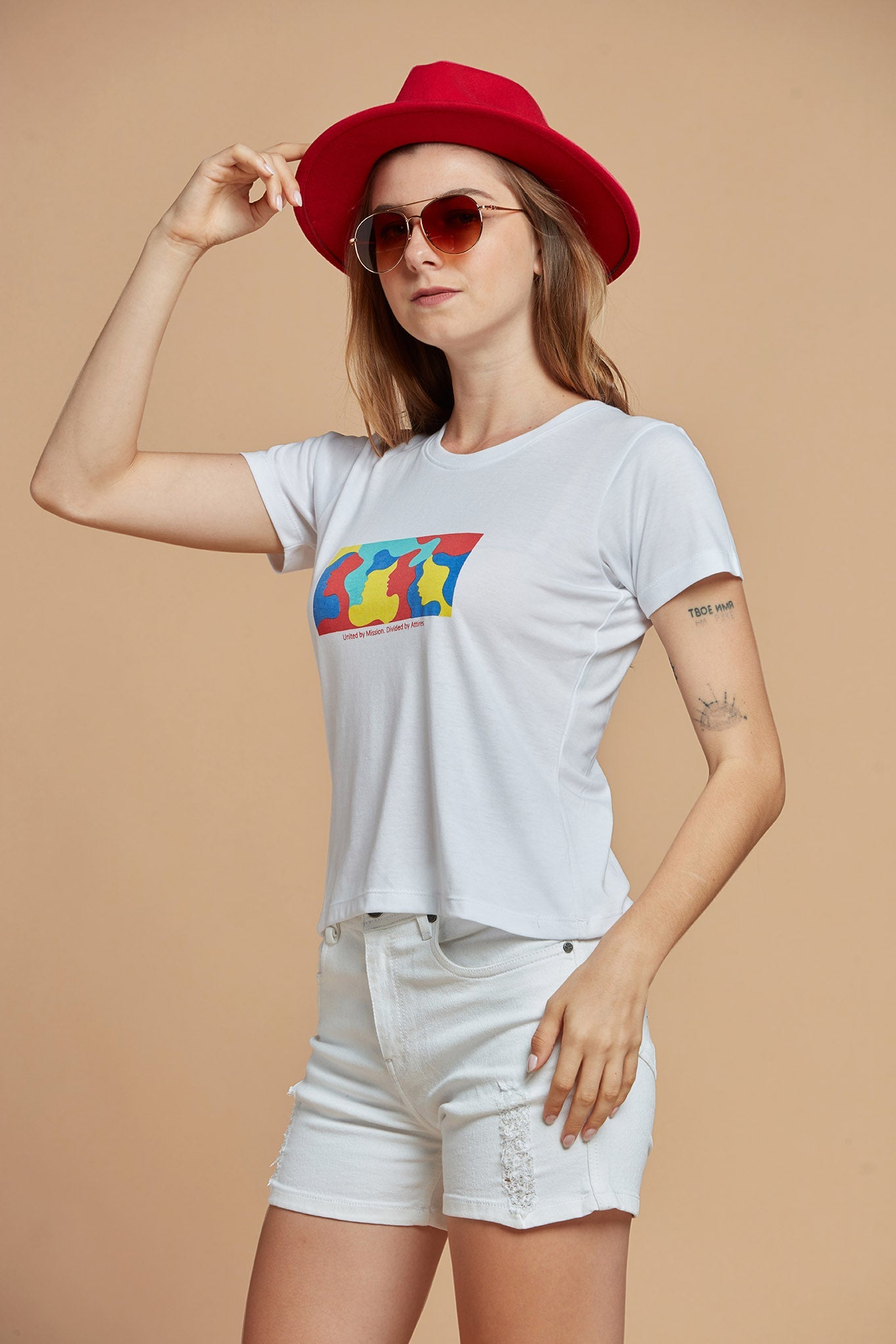 Women T-Shirt White Printed