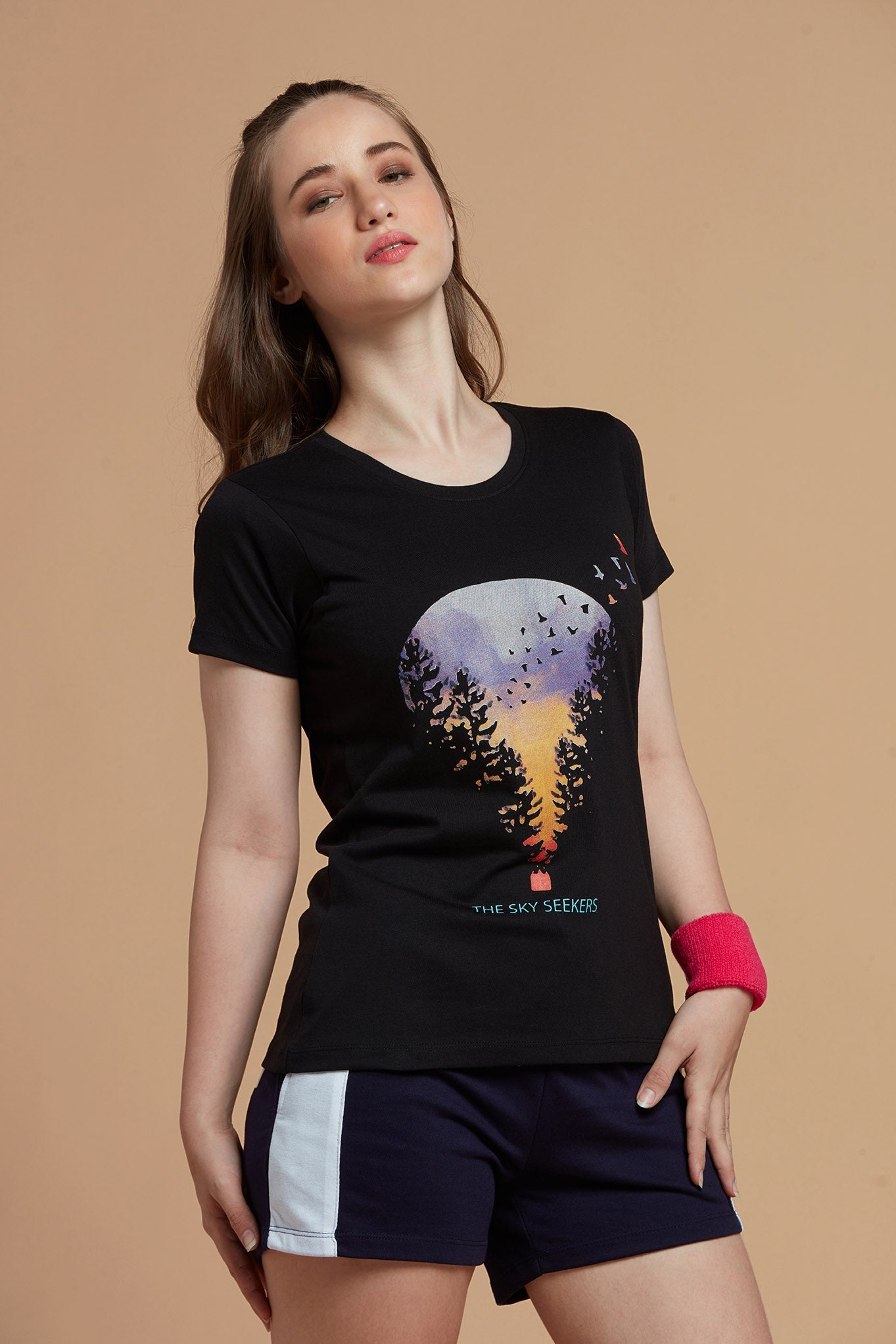 Black Printed T-shirt for Women