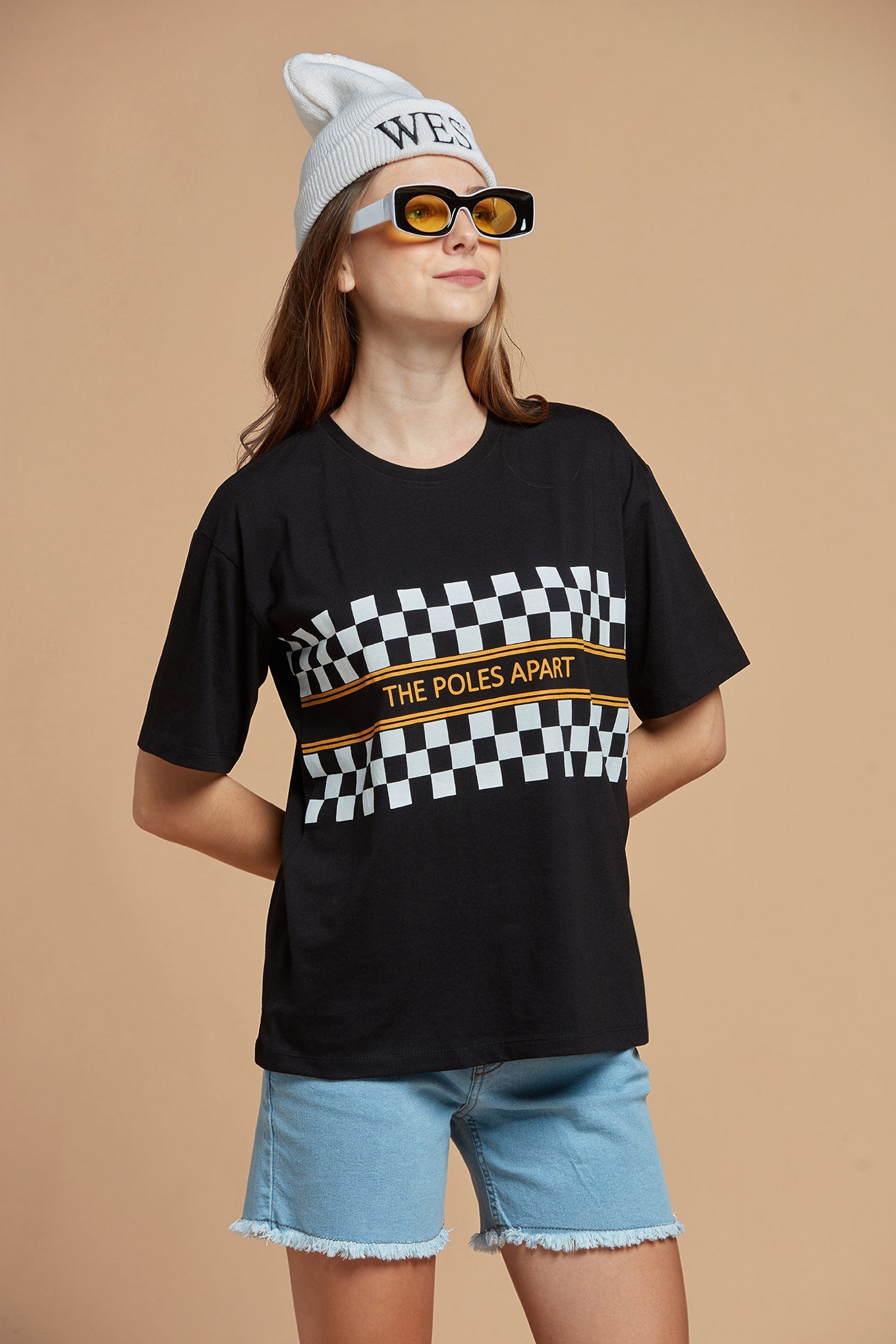 Checkered Black T-shirt for Women